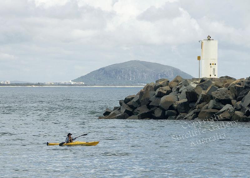PC30.jpg - Just at the mouth of the Mooloolah River on the Sunshine Coast of Qld., this interesting view shows the breakwater and a sea kayak approaching to return into the river.